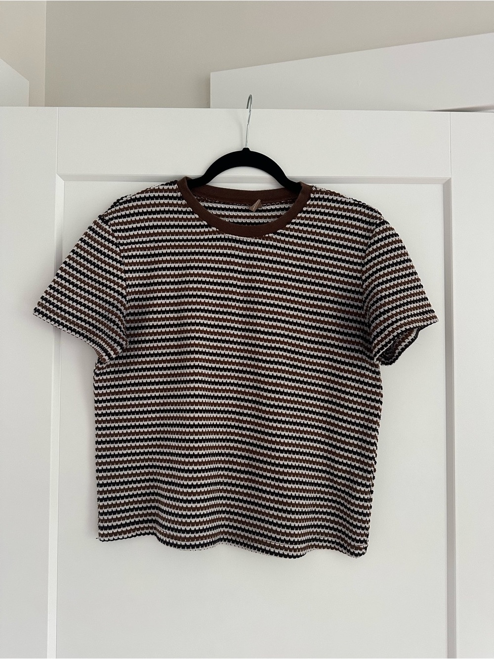 Striped Brown and White Knit Tee